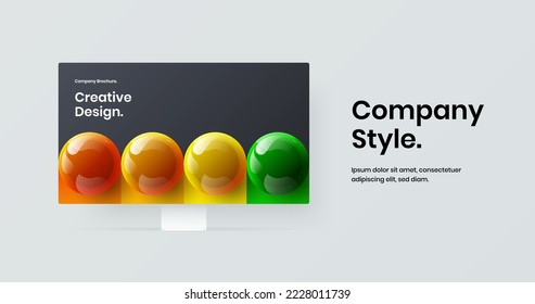 Creative computer display mockup landing page template. Original web banner design vector layout.