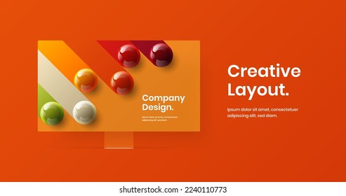 Creative computer display mockup presentation illustration. Abstract site screen design vector layout.