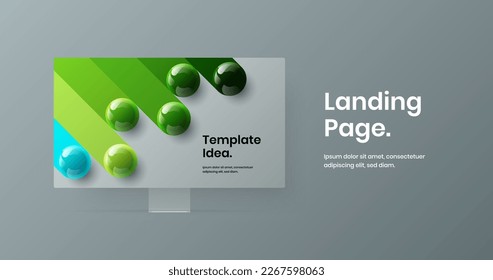 Creative computer display mockup site screen template. Bright banner design vector layout.