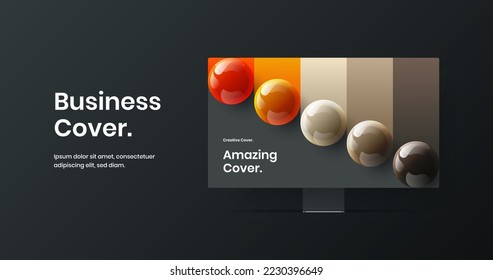 Creative computer monitor mockup landing page illustration. Colorful web project design vector concept.