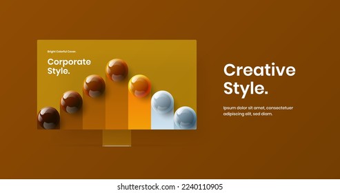 Creative computer monitor mockup presentation concept. Simple site screen vector design template.