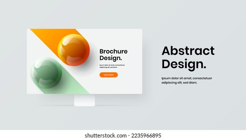 Creative computer monitor mockup site layout. Isolated banner vector design illustration.