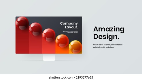 Creative computer monitor mockup web banner layout. Colorful website design vector concept.