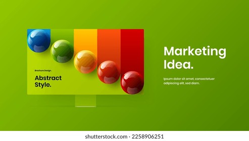 Creative computer monitor mockup website screen template. Premium landing page design vector concept.