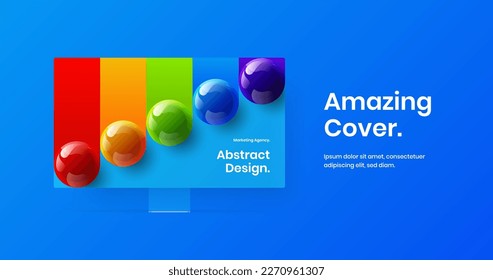 Creative computer monitor mockup website illustration. Isolated banner vector design concept.