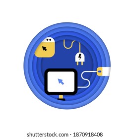 Creative computer paper art illustration. Easy to edit with vector file. Can use for all your creative content. Especially about technology.