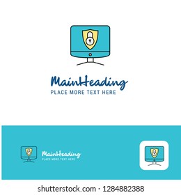 Creative Computer protected  Logo Design. Flat color Logo place for Tagline. Vector Illustration