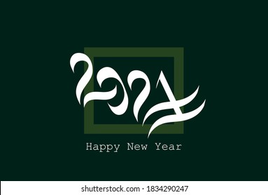 Creative concept of 2021 Happy New Year. Design template with typography logo 2021 for celebration and season decoration. Minimalistic 2021 calendar branding, banner, cover, card.