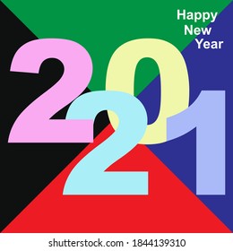 Creative concept of 2021 Happy New Year posters. Design templates with typography logo 2021 for celebration and season decoration. Minimalistic trendy backgrounds for branding  banner  cover  card