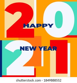 Creative concept of 2021 Happy New Year. Design templates with typography logo 2021 for celebration and season decoration. Minimalistic trendy backgrounds for branding, banner, cover, card