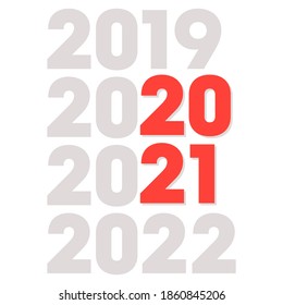 Concepto creativo de los afiches de Año Nuevo Feliz 2021. Diseñar plantillas con el logotipo tipográfico 2021 para la celebración y la decoración de temporada. Fondos de moda minimalistas para marca, banner, portada, tarjeta