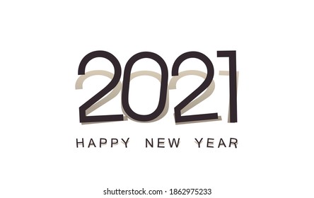 Creative concept of 2021 Happy New Year posters set. Design templates with typography logo 2021 for celebration and season decoration. Minimalistic trendy backgrounds for branding, 3d illustration