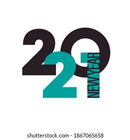 Concepto creativo de los afiches de Año Nuevo Feliz 2021. Diseñar plantillas con el logotipo tipográfico 2021 para la celebración y la decoración de temporada. Fondos de moda minimalistas para marca, banner, portada, tarjeta