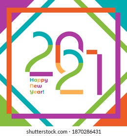 Kreatives Konzept für 2021 Glückliche Neujahrsposter Set. Minimalistische, trendige Hintergrundbilder für Branding, Banner, Cover, Karte