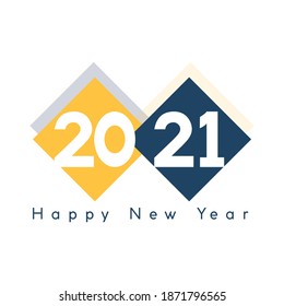 Concepto creativo de los afiches de Año Nuevo Feliz 2021. Diseñar plantillas con el logotipo tipográfico 2021 para la celebración y la decoración de temporada.