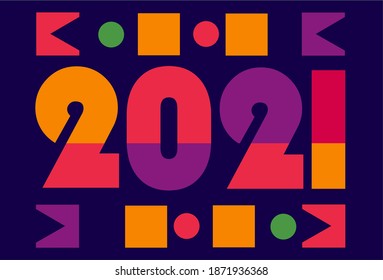 kreatives Konzept für 2021 Glückliches neues Jahr-Poster. Minimalistischer, trendiger Hintergrund für Branding, Banner, Abdeckung, Karte. eps file