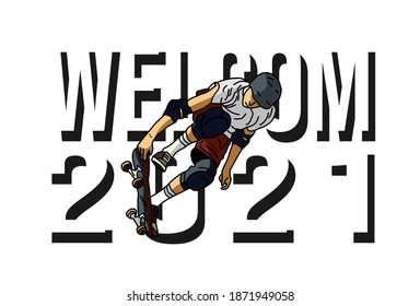 creative concept of 2021 Happy New Year poster. Minimalistic trendy background for branding, banner, cover, card. eps file