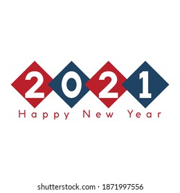 Concepto creativo de los afiches de Año Nuevo Feliz 2021. Diseñar plantillas con el logotipo tipográfico 2021 para la celebración y la decoración de temporada.