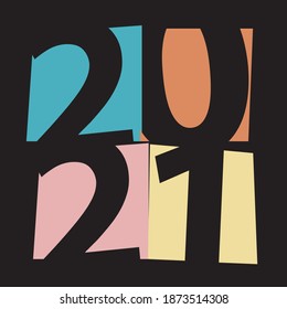 Creative concept of 2021 Happy New Year posters set. Design templates with typography logo 2021 for celebration and season decoration. Minimalistic trendy backgrounds for branding, banner, cover, card