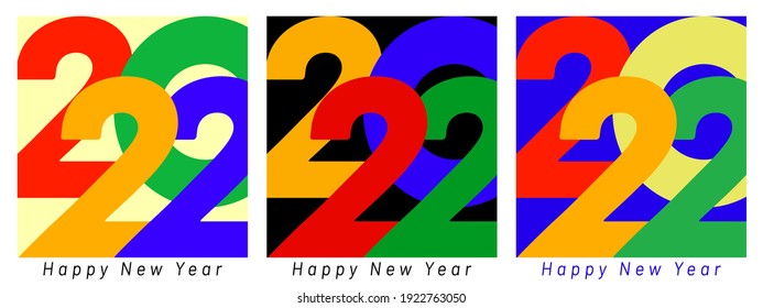 Creative concept of 2022 Happy New Year posters. Design templates with typography logo 2021 for celebration and season decoration. Minimalistic trendy backgrounds for branding, banner, cover, card