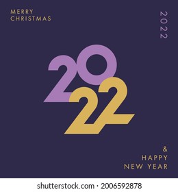 Creative concept of 2022 Happy New Year poster. Design template with typography logo 2022 for celebration and season decoration. Minimalistic trendy background for branding, banner, cover, card