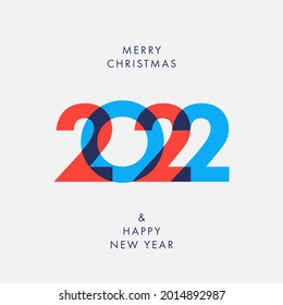 Creative concept of 2022 Happy New Year poster. Design template with typography logo 2022 for celebration and season decoration. Minimalistic trendy background for branding, banner, cover, card