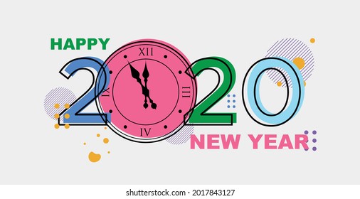 Concepto creativo de los afiches de Año Nuevo Feliz 2022. plantillas de diseño de reloj con el logotipo tipográfico 2022 para celebración y decoración de temporada. Fondo de moda minimalista para marca, pancarta, portada, ca