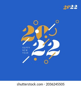 Creative concept of 2022 Happy New Year poster. Design template with typography logo 2022 for celebration and season decoration. Minimalistic trendy background for branding, banner, cover, card