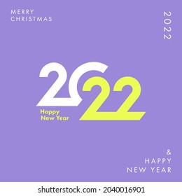 Creative concept of 2022 Happy New Year poster. Design template with typography logo 2022 for celebration and season decoration. Minimalistic trendy background for branding, banner, cover, card