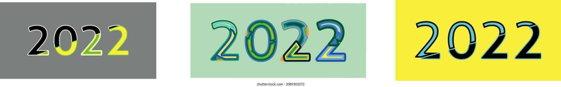 Kreatives Konzept für 2022 Glückliches neues Jahr-Poster-Set. Design-Template-Logo 2022.  kreatives Logo 2022 für Banner, Branding, Deckenkarte.