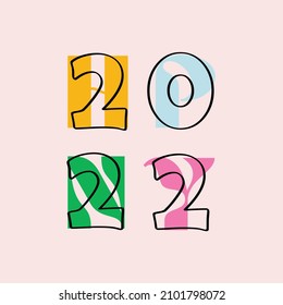 Creative concept of 2022 Happy New Year posters. Design templates with typography logo 2022 for celebration and season decoration. Minimalistic trendy backgrounds for branding, banner, cover, card