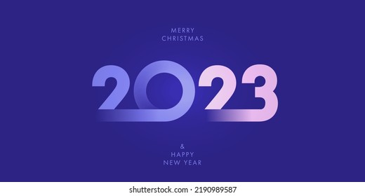 Concepto creativo del afiche de Año Nuevo Feliz 2023. Plantilla de diseño con el logotipo tipográfico 2023 para celebración y decoración de temporada. Fondo de moda minimalista para marca, banner, portada, tarjeta