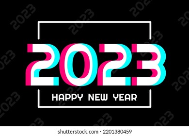 Creative concept of 2023 Happy New Year poster in social media style. Design template with typography logo 2023 for celebration. New year design template for social media post and cover
