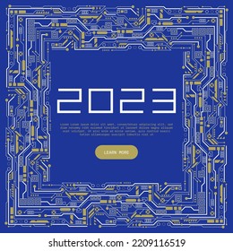 Creative concept of 2023 Happy New Year greeting card Design templates for celebration and season decoration Minimalistic trendy backgrounds for branding flyer  banner cover card Vector illustration