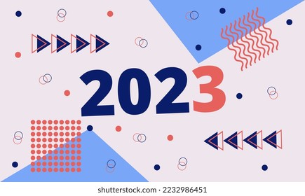 Creative concept of 2023 Happy New Year poster. Design typography logo 2023. Minimalistic trendy backgrounds for branding, banner, cover, card or social media template.