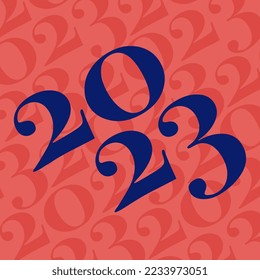 Creative concept of 2023 Happy New Year poster. Design typography logo 2023. Minimalistic trendy backgrounds for branding, banner, cover, card or social media template.