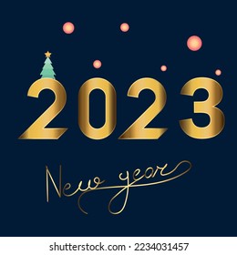 Creative concept of 2023 Happy New Year poster Design templates with typography logo 2023 for celebration and season decoration. Minimalistic trendy backgrounds for branding, banner, cover