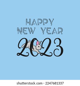 Creative concept of 2023 Happy New Chinese Year design. Creative Rabbit logo and text 2023. Holiday object icon concept. Happy new year, year of the rabbit vector design.