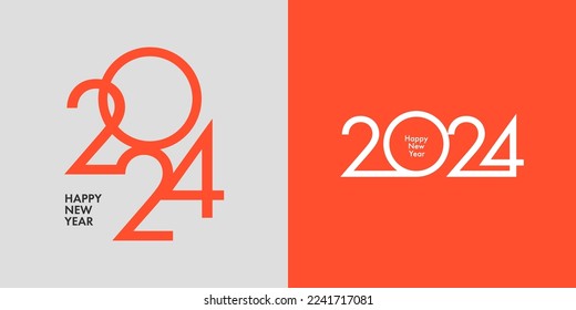 Creative concept of 2024 Happy New Year posters. Design templates with typography logo 2024 for celebration and season decoration. Minimalistic trendy background for branding, banner, cover, card