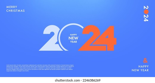 Creative concept of 2024 Happy New Year poster layout. Design template with typography logo 2024 for celebration and season decoration. Minimalistic trendy background for branding, banner, cover, card