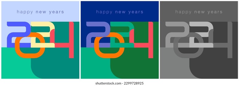 Creative concept of 2024 Happy New Year posters. Design templates with typography logo 2024 for celebration and season decoration. Minimalistic trendy backgrounds for branding, banner, cover, card