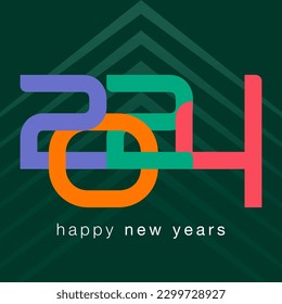 Concepto creativo de los afiches de Año Nuevo Feliz 2024. Diseñar plantillas con el logotipo tipográfico 2024 para la celebración y la decoración de temporada. Fondos de moda minimalistas para marca, banner, portada, tarjeta