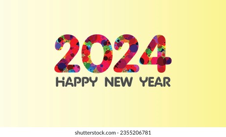 Creative  concept of 2024 happy new year colouerd, positive pattern. Isolated abstract graphic design template with yellow background.