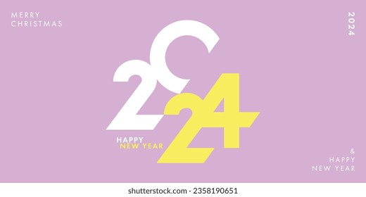 Creative concept of 2024 Happy New Year poster. Design template with typography logo 2024 for celebration and season decoration. Minimalistic trendy background for branding, banner, cover, card