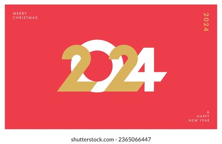 Creative concept of 2024 Happy New Year posters set. Design templates with typography logo 2024 for celebration and season decoration. Minimalistic trendy backgrounds for branding, banner, cover, card