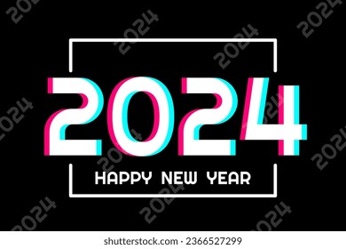 Creative concept of 2024 Happy New Year poster in social media style. Design template with typography logo 2024 for celebration. New year design template for social media post and cover