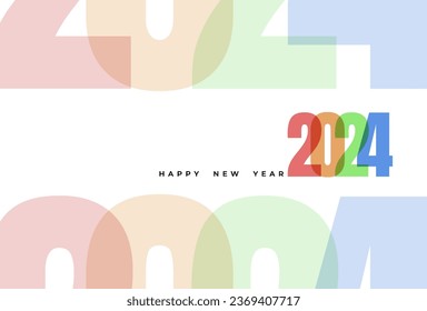 Creative concept of 2024 Happy New Year posters set. Design templates with typography logo 2024 for celebration and season decoration. Minimalistic trendy backgrounds for branding, banner, cover, card