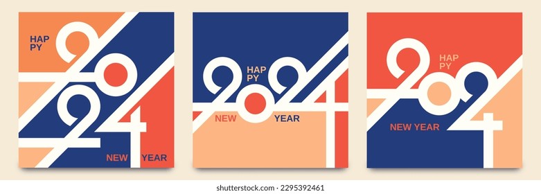 Creative concept of 2024 new year design template for cover, poster, banner and cards. 2024 new year with trendy background color