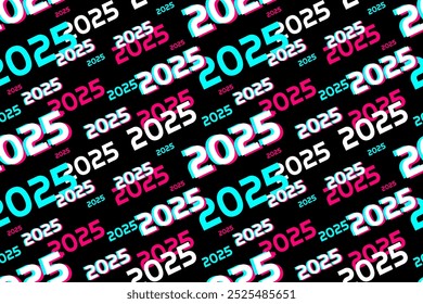 Creative concept of 2025 Happy New Year poster in social media style. Seamless pattern. New year design template for social media post and cover. Vector illustration. EPS10