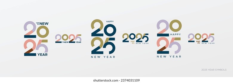 Creative concept of 2025 new year symbols with vertical and horizontal models. Happy new year 2025 concept for calendar, card, social media post template